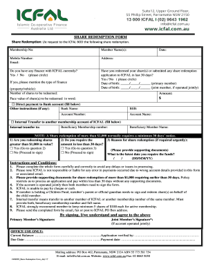  Icfal Share Redemption Form 2017-2024