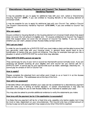 Discretionary Housing Payment Form Selby District Council