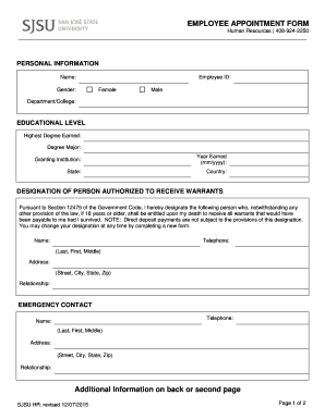 Employee Appointment Form