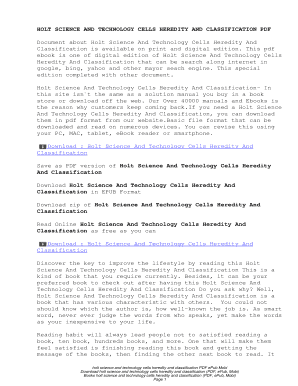 Holt Science and Technology Cells Heredity and Classification PDF  Form