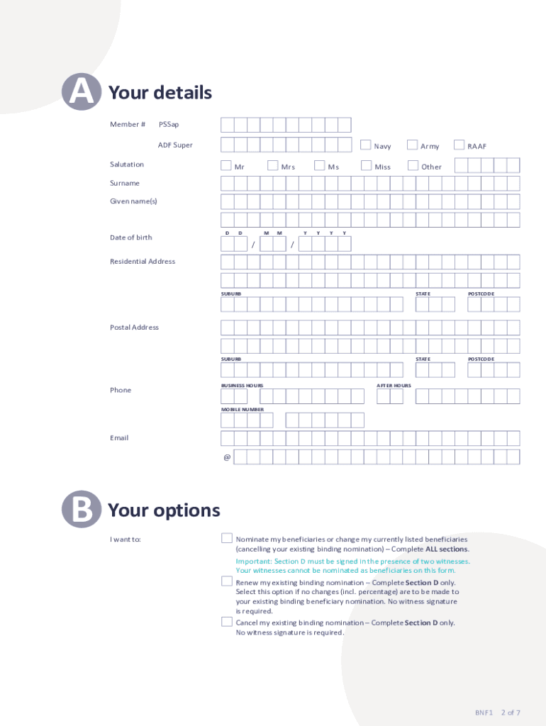 Pssap Beneficiary Form