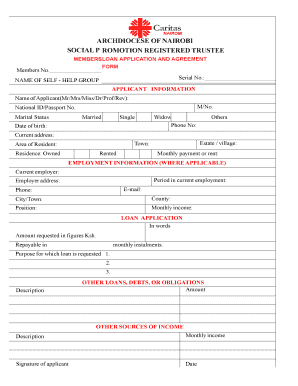 Shg Loan Application Form