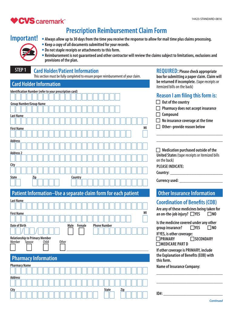  CVS Caremark Claim Form Fillable CVS Caremark Claim Form Fillable 2016-2024