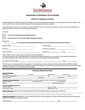 Housing Application Northwestern Oklahoma State University  Form