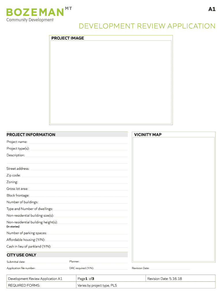 City of Bozeman, Montana Development Review Application, Form a 1