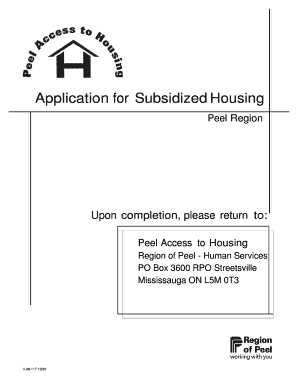 Peel Housing Application  Form