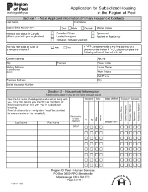 Peel Housing Application  Form