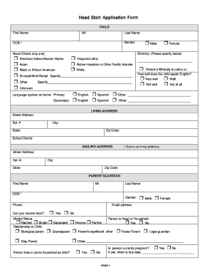 Head Start Application Form ECKAN