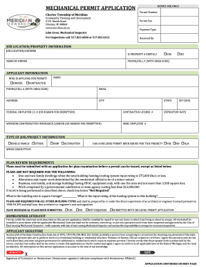 Mechanical Permit Application Meridian Township  Form