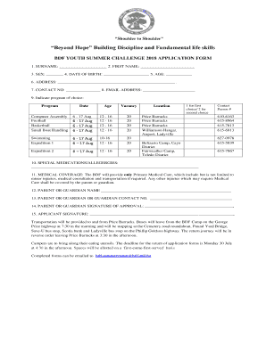 Bdf Application Form