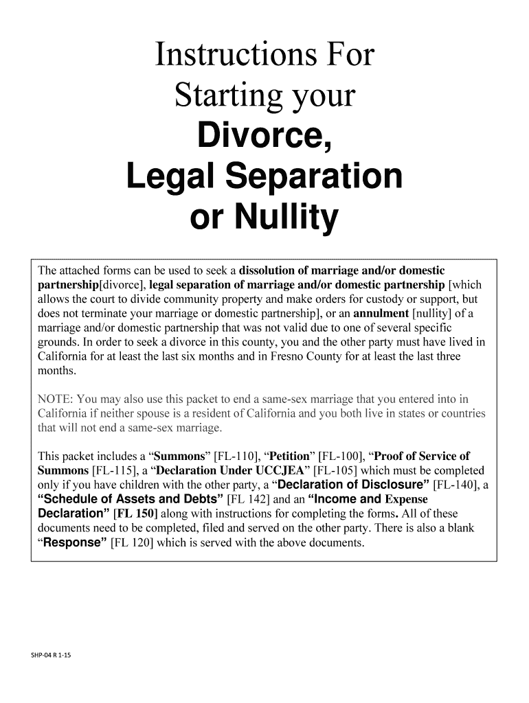  Starting a Divorce, Legal Separation or Nullity Fresno Superior Court 2015-2024