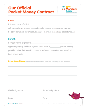 Pocket Money Contract  Form