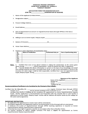 Exam Duty Application  Form