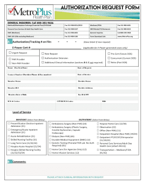  Metroplus Authorization Request Form 2018