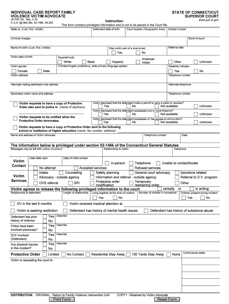  Ct Judicial Form Jd Fm 102 2018