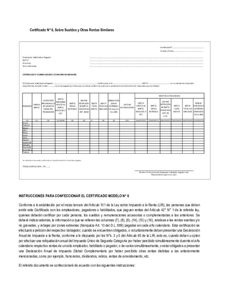  Certificado N 6 Sobre Sueldos Y Otras Rentas Similares Excel 2019-2024