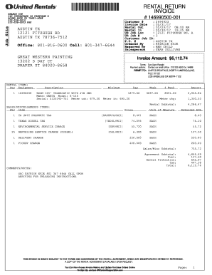 RENTAL RETURN INVOICE 540 INTERSTATE 35 FRONTAGE R  Form