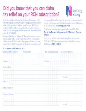 Rcn Tax Relief Form