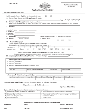 Application for Eligibility Ness Wadia College of Commerce  Form