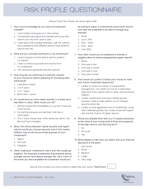 Risk Profile Questionnaire  Form