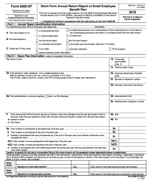 Internal Revenue Service 5500sf  Form