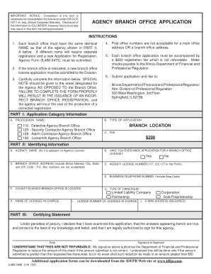  Agency Branch Office Application Illinois Department of Financial 2016-2024