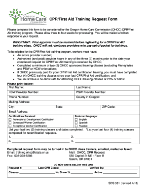  CPR and First Aid Training Request Form Oregon Gov 2018