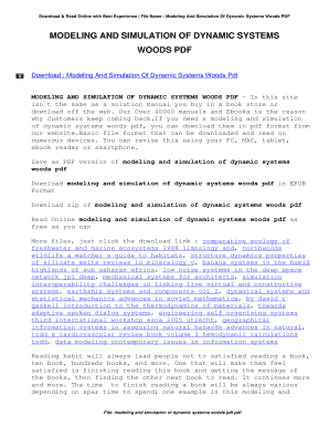 Modeling and Simulation of Dynamic Systems Woods PDF  Form