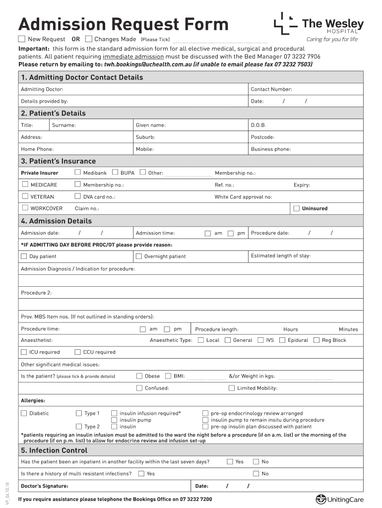  Wesley Admission Form 2018-2024