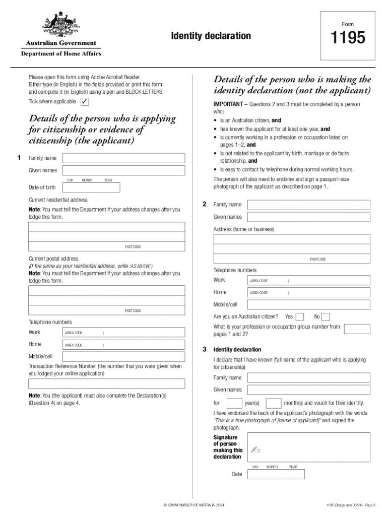 1195 Identity Declaration 1195 Identity Declaration  Form