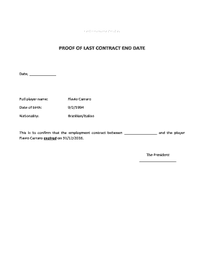 Proof of Last Contract End Date  Form