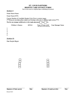 Respite Care Invoice Form PDF Get the