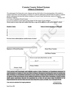 Coweta County School Affidavit  Form
