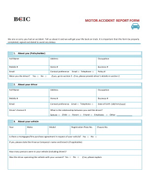 Motor Accident Report Form BCIC