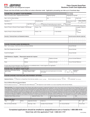 Petro Canada Credit Card Application  Form