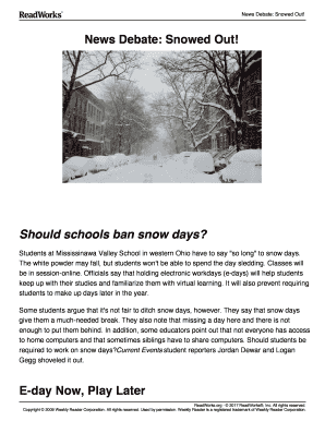 News Debate Snowed Out Answer Key PDF  Form