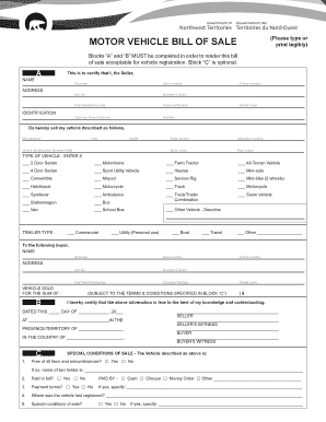 Motor Vehicle Bill of Sale Infrastructure  Form
