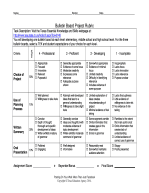 Suggested Project Bulletin Board  Form