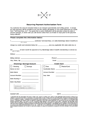 Recurring ACH Payment Authorization Form Word PDF