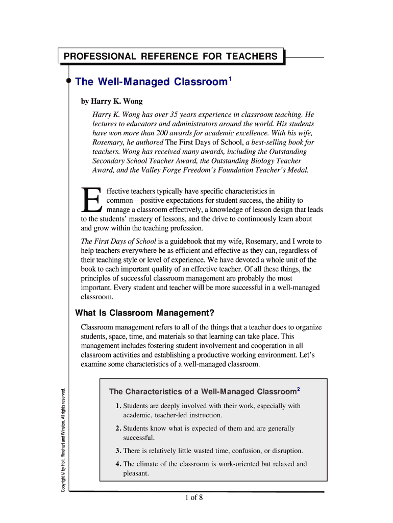 The Classroom Management Book 2nd Edition PDF  Form