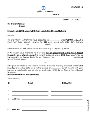 Uco Bank Deposit Slip PDF  Form