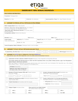 Etiqa Endorsement Form