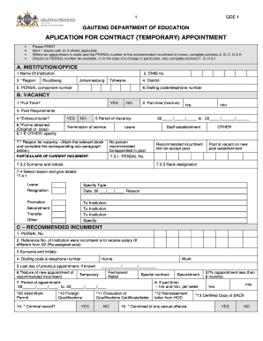  Gde 1 Form Temporary Appointment PDF 2012