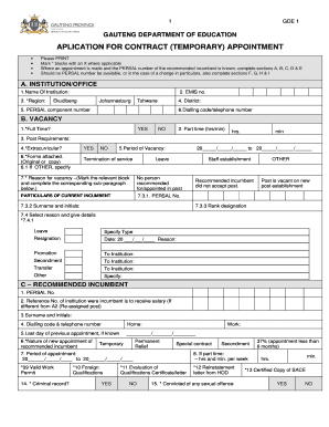 Gde 1 Form Temporary Appointment PDF 2012