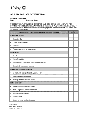 Respirator Inspection Checklist  Form