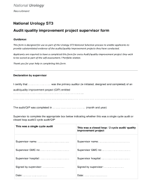 National Urology ST3 Audit Supervisor Form