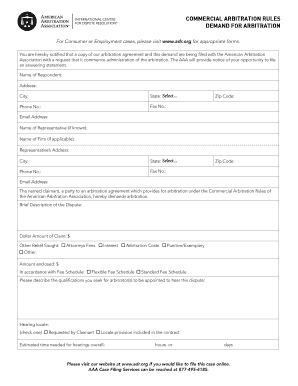 Commercial Arbitration Rules Demand for Arbitration American  Form