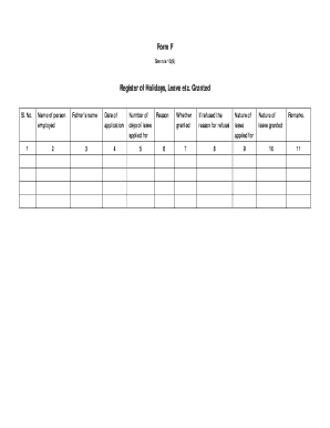 Form F Leave Register