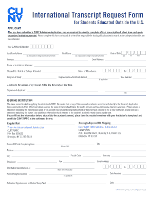 Get and Sign International Transcript Request Form Cuny Edu