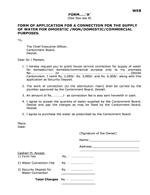 Application for Water Connection  Form